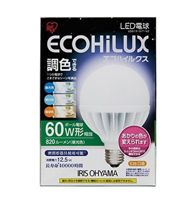 アイリスオーヤマ LEDボール球 E26口金 60W形相当 昼光色 下方向タイプ 密闭形器具対応 エコハイルクス LDG13-GT-V2
